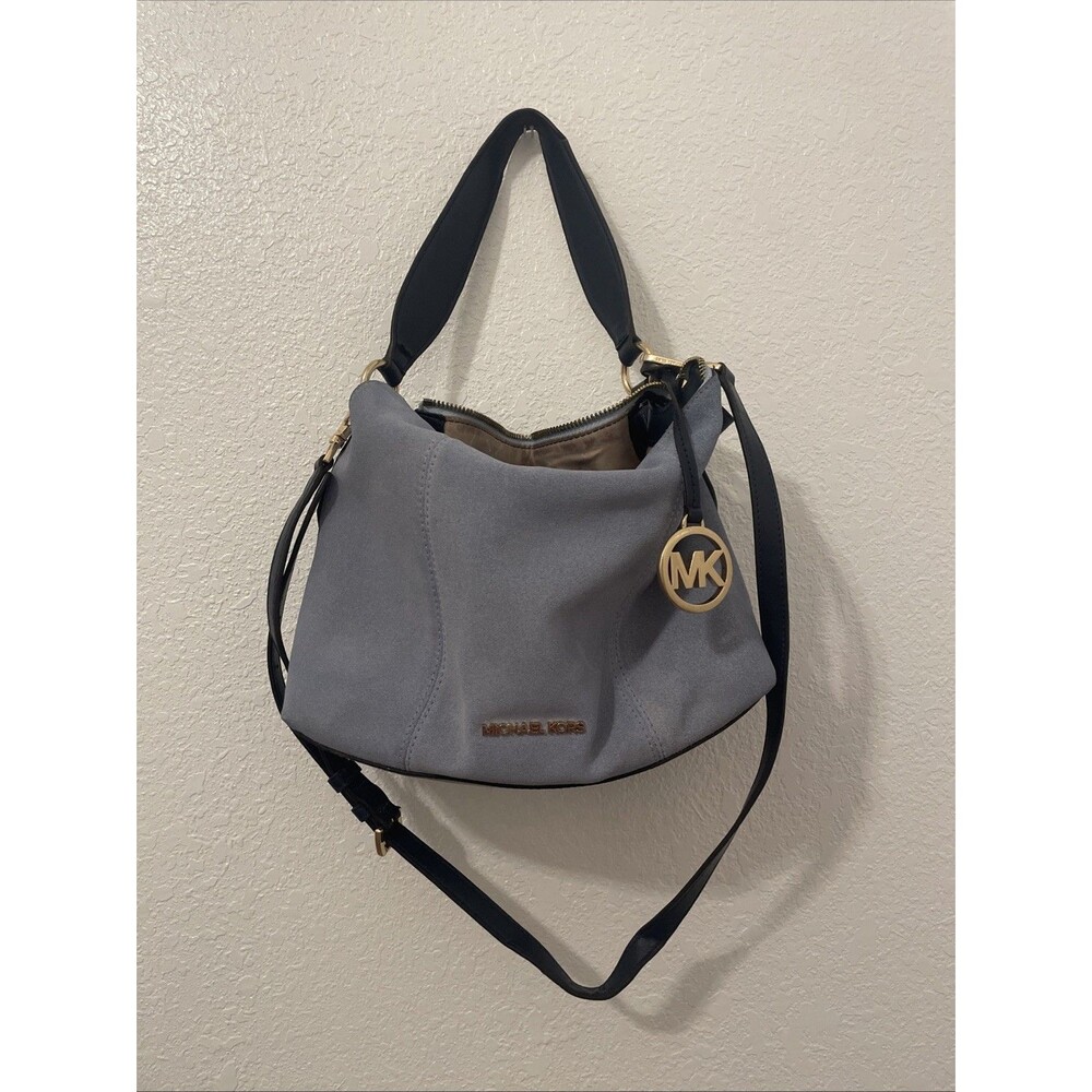 Michael Kors Handbag Suede Leather Satchel Crossbody Summer Spring Classic See